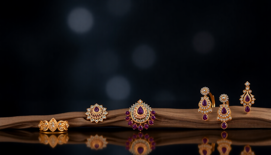 Elegant gold and ruby jewelry pieces including rings and earrings representing the best fusion chokers 2025 collection