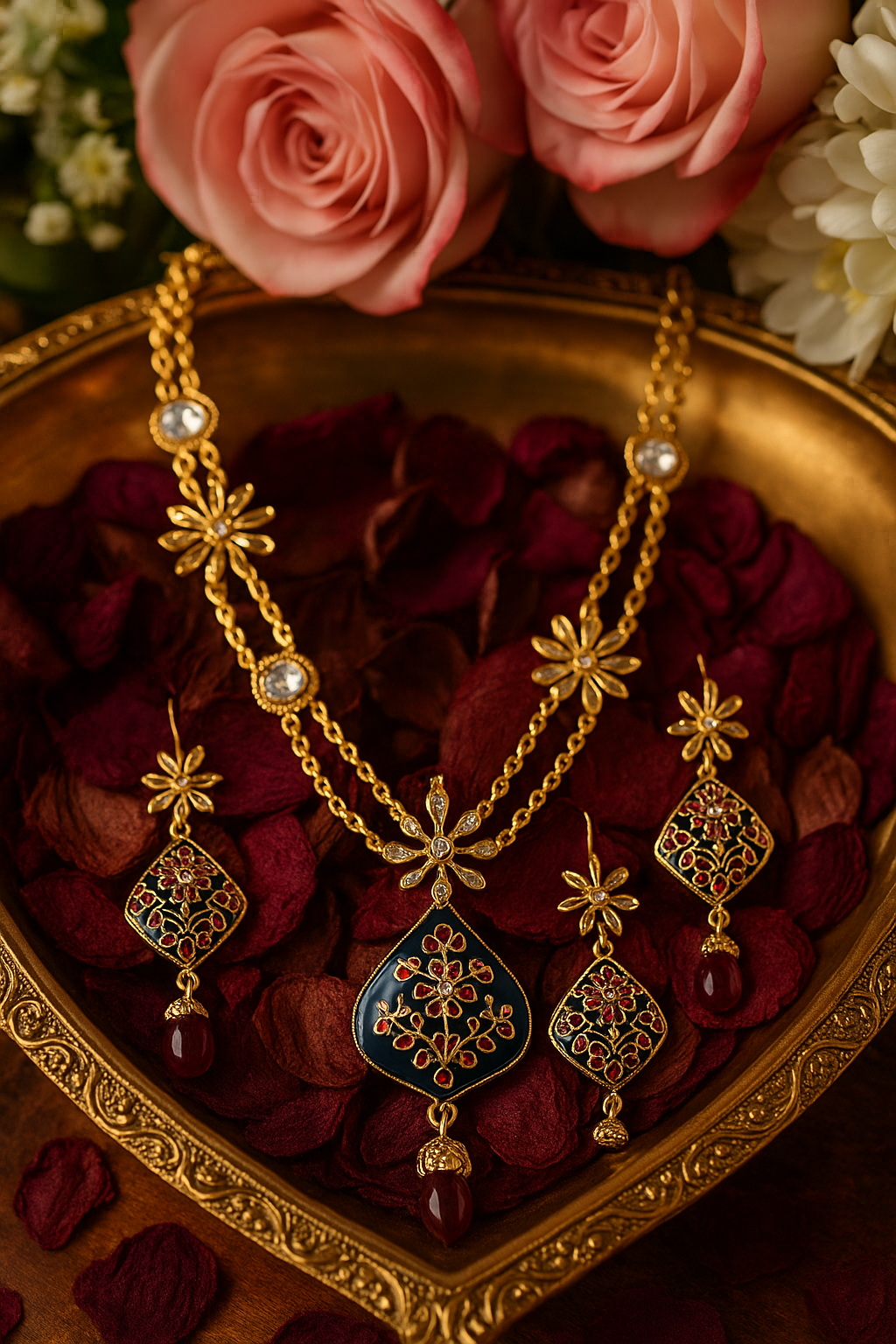 Royal Midnight Enamel Fusion Necklace Set