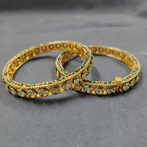 Enamel-Finished Kundan Bangles