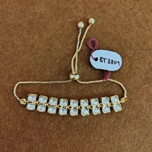 Double row kundan bracelet with curved fit, heavy ethnic jewelry for bridal occasions