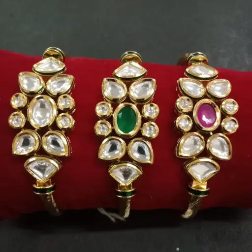 Colorful festive gemstone kundan bangles