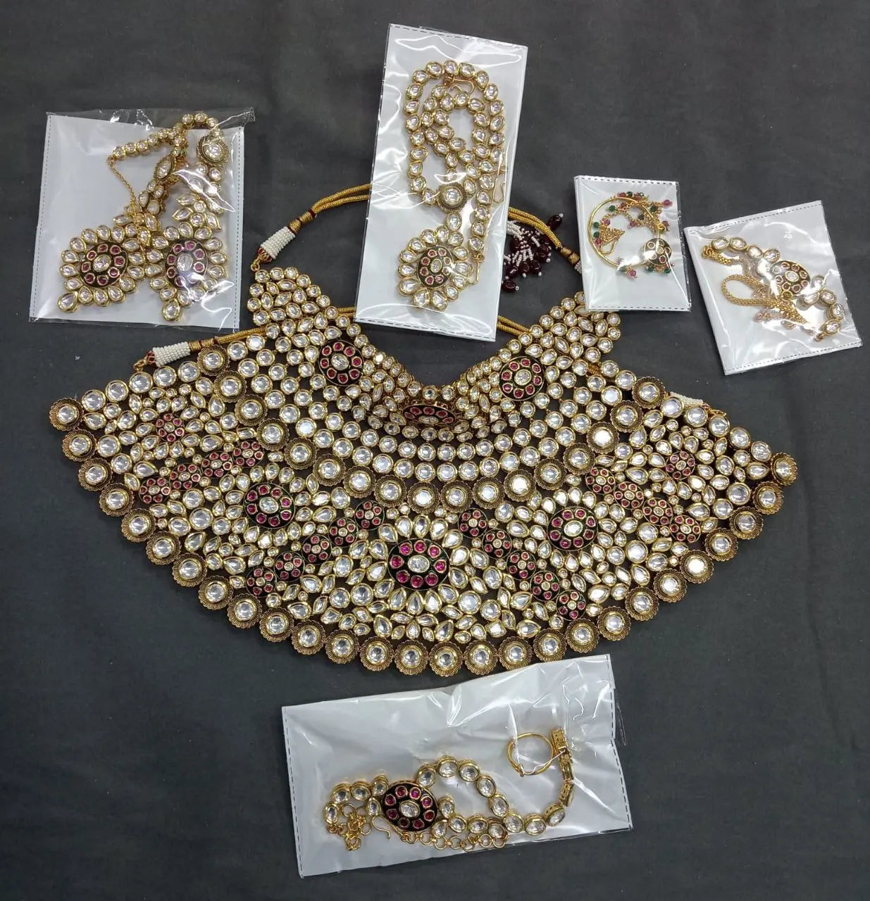 Designer Kundan Necklace with Pear-Shaped Highlights