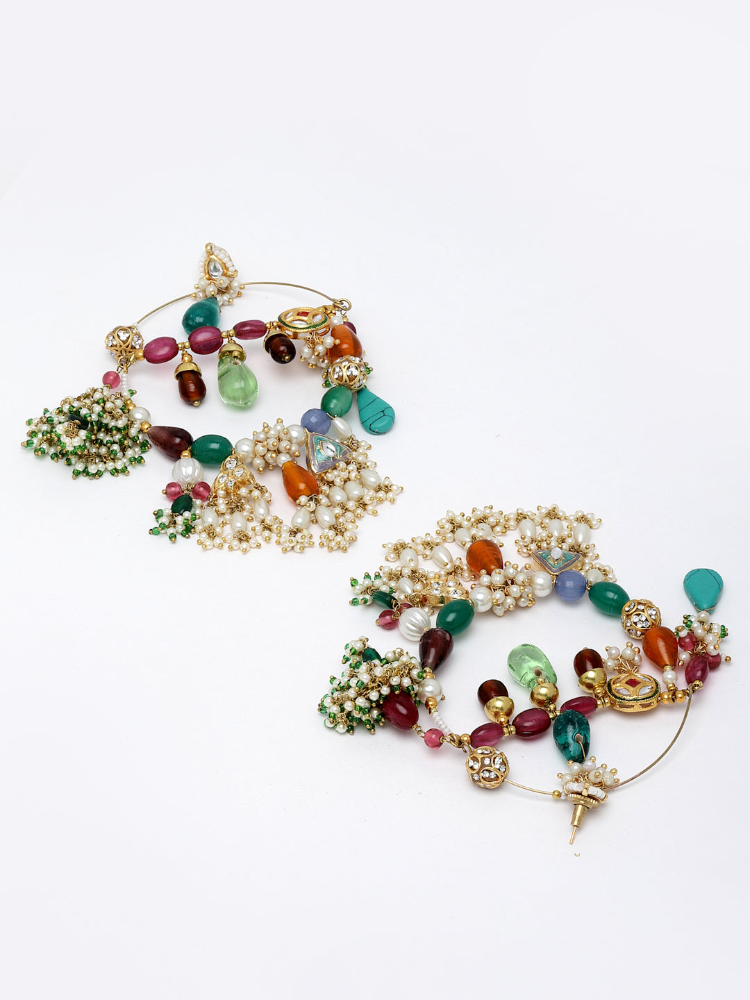 AIVY LUXE colorful chandbali earrings for women adorned with multicolored beads and pearls