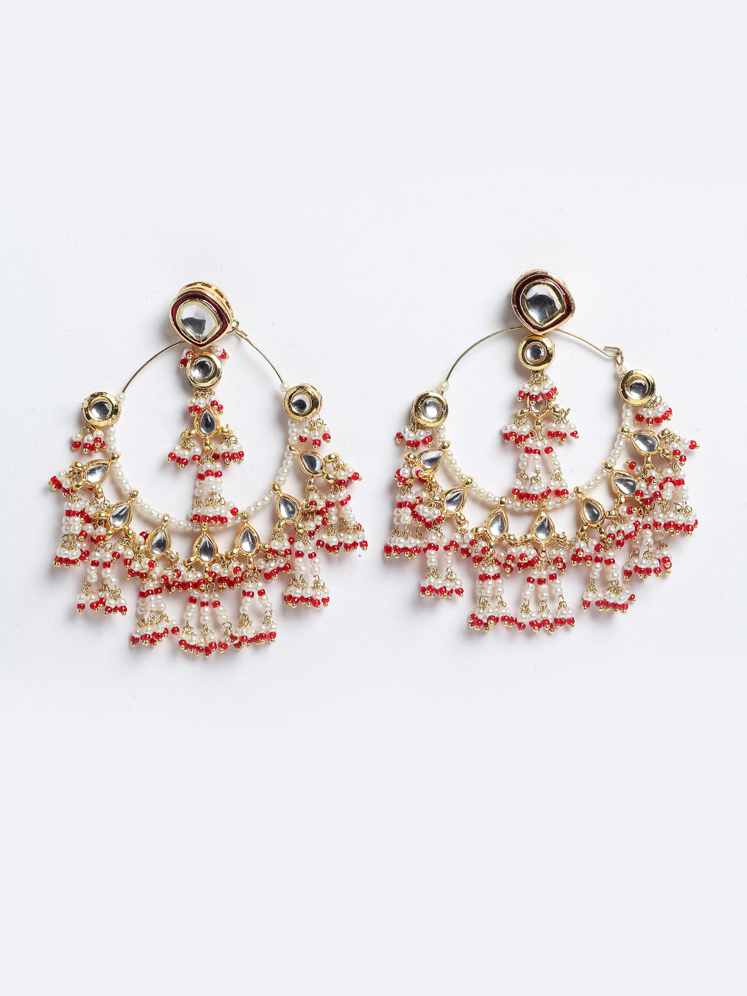 AIVY LUXE currant pink ethnic earrings with gold detailing and intricate beadwork