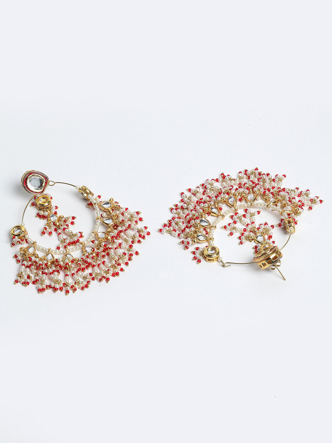 AIVY LUXE currant pink ethnic earrings with intricate beadwork and gold-tone detailing