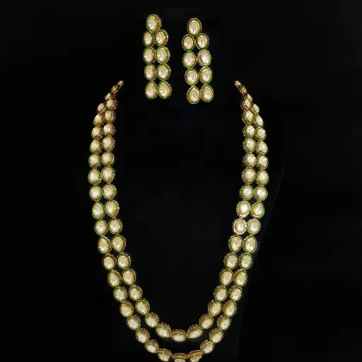 AIVY LUXE Kundan choker necklace set with matching earrings featuring double-strand design and traditional craftsmanship