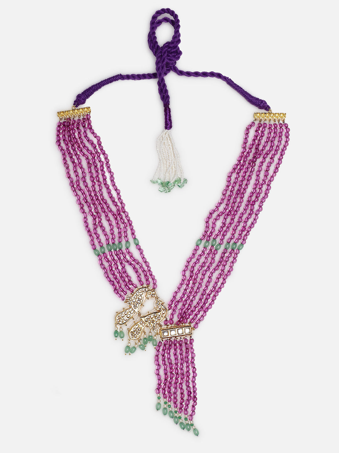 AIVY LUXE purple beaded necklace with intricate gold and green details Shab-e-Jamuni Haar online