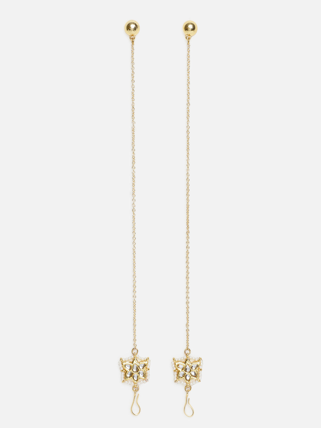 AIVY LUXE Shamsi Glow Drop Earrings in gold with delicate long chains and intricate butterfly charms