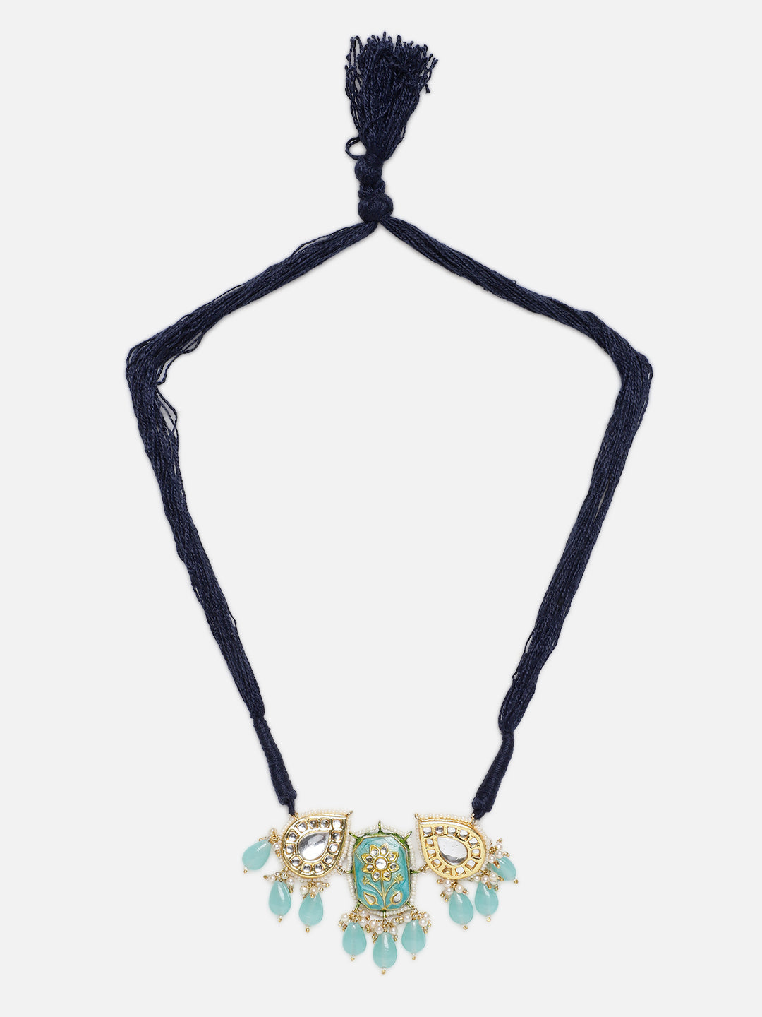 AIVY LUXE turquoise ethnic jewelry for women necklace with blue beads and intricate pendant design