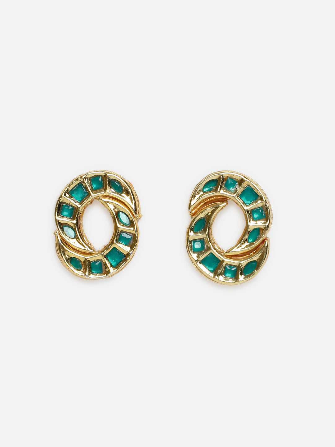 AIVY LUXE unique shamrock statement earrings featuring gold-tone metal and green gemstone accents