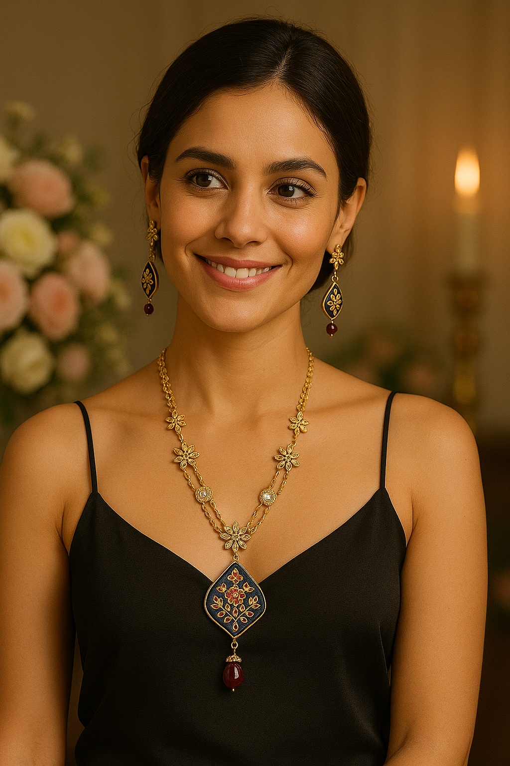 Royal Midnight Enamel Fusion Necklace Set