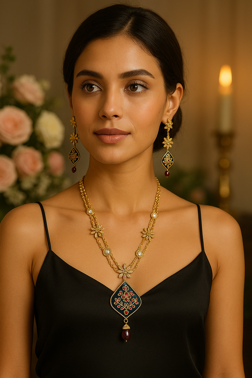 Royal Midnight Enamel Fusion Necklace Set