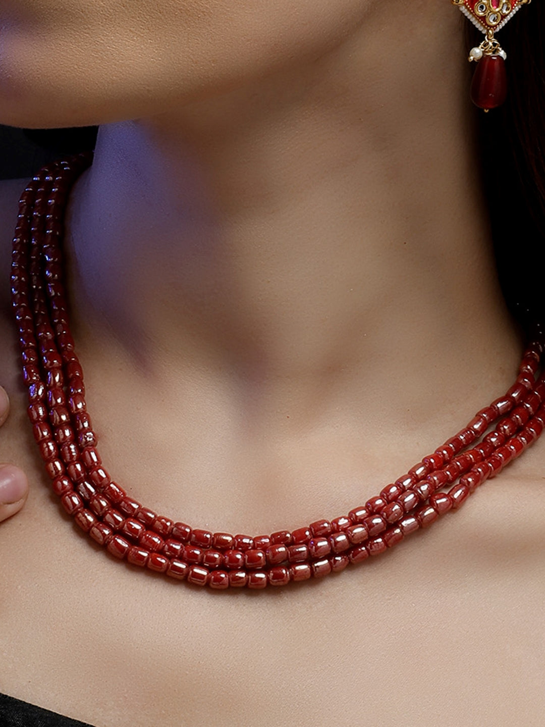 Nazakat-e-Surkh layered necklace