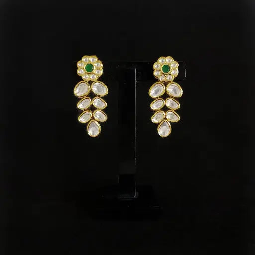 Layered jhumka-style earrings with golden finish