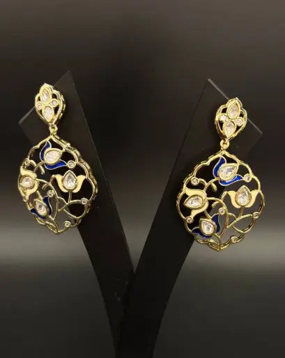 Floral drop earrings with heritage motifs