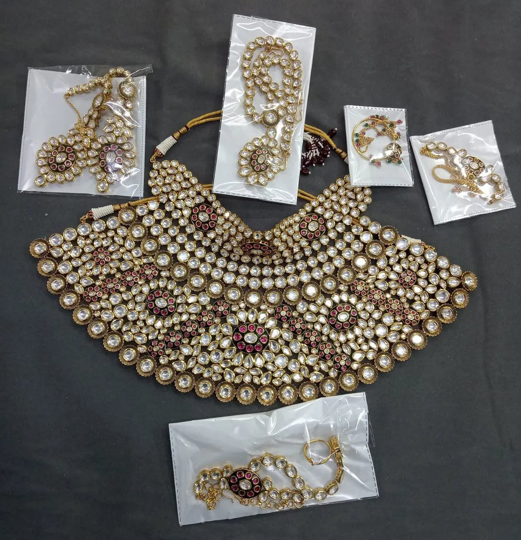 Designer Kundan Necklace with Pear-Shaped Highlights