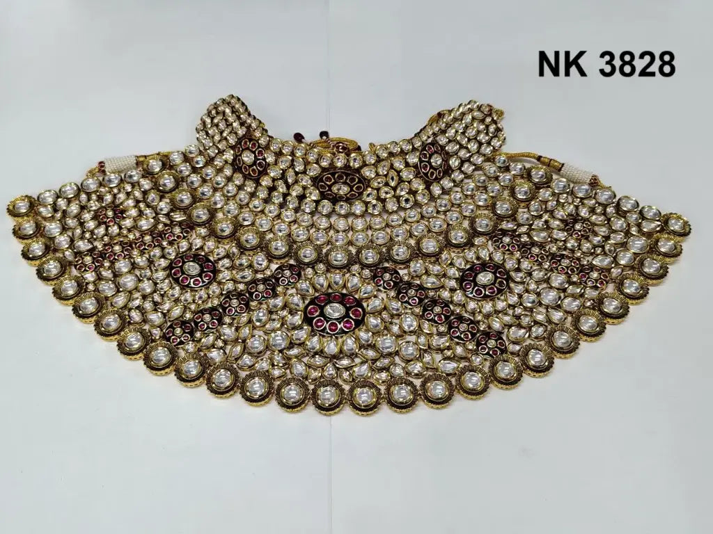 Designer Kundan Necklace with Pear-Shaped Highlights