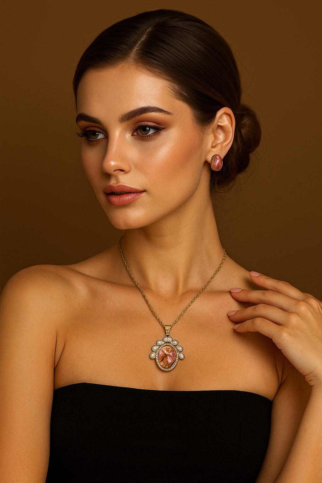 Kundan Pendant Set with Fire Stone