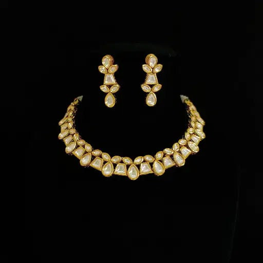 AIVY LUXE antique gold necklace set with intricate gemstone design including matching earrings