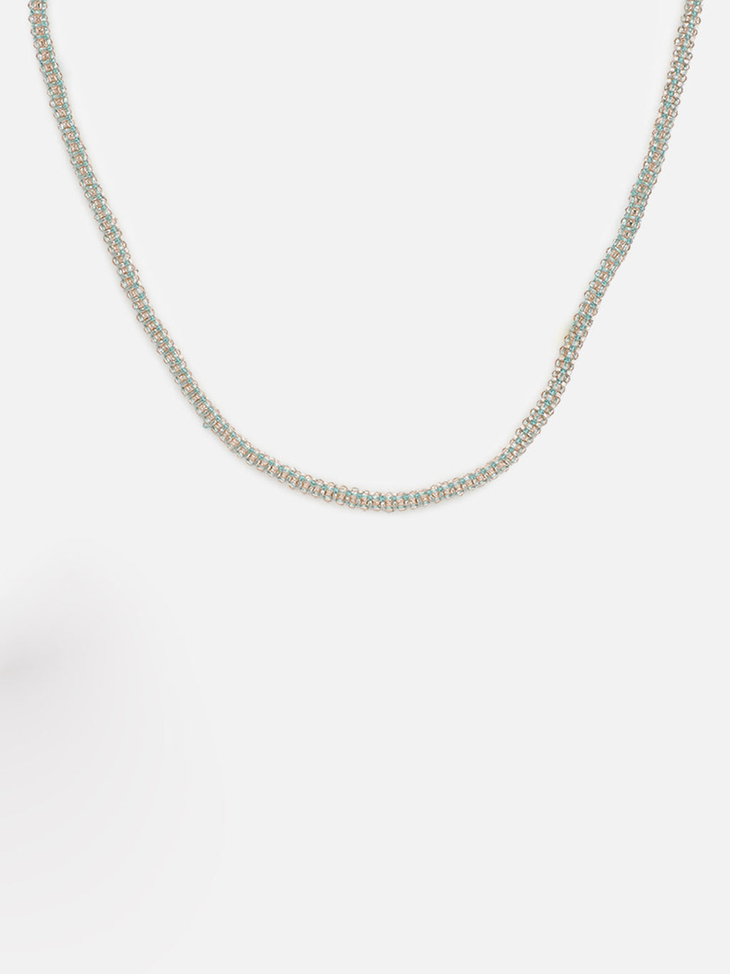 AIVY LUXE artisan statement layered necklace with delicate silver chain design on white background