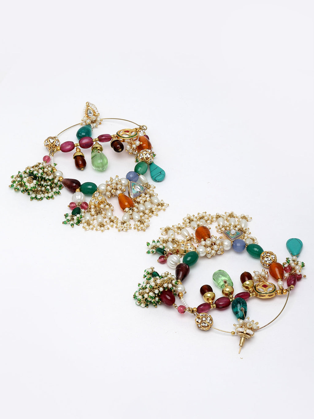 AIVY LUXE colorful chandbali earrings for women adorned with multicolored beads and pearls