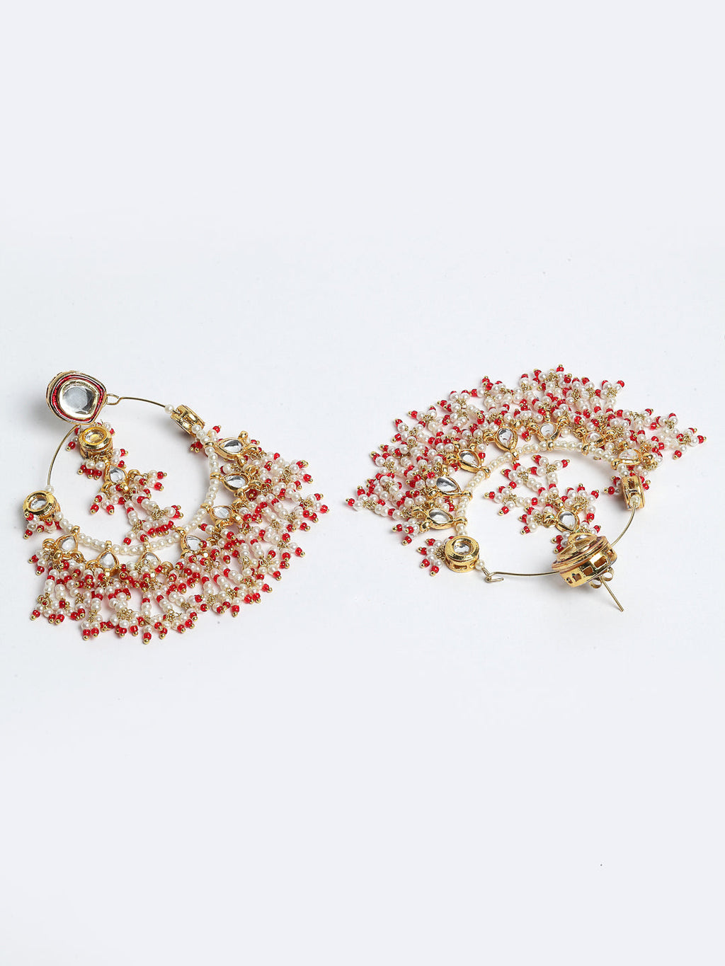 AIVY LUXE currant pink ethnic earrings with intricate beadwork and gold-tone detailing