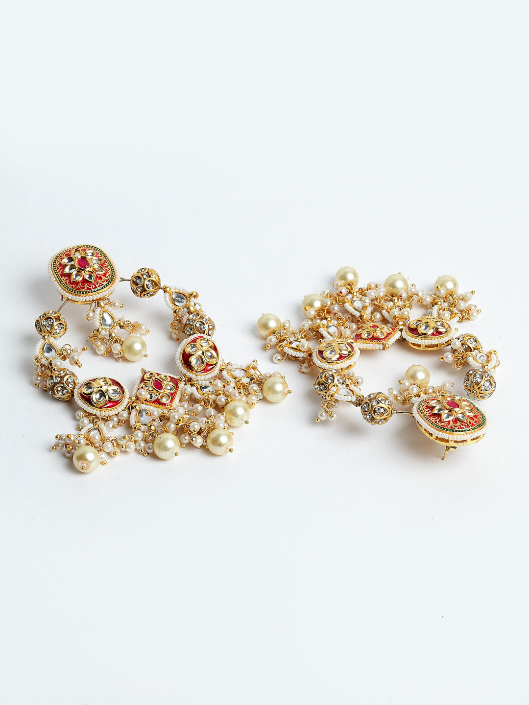 AIVY LUXE designer pearl drop earrings featuring intricate gold detailing and multiple pearls