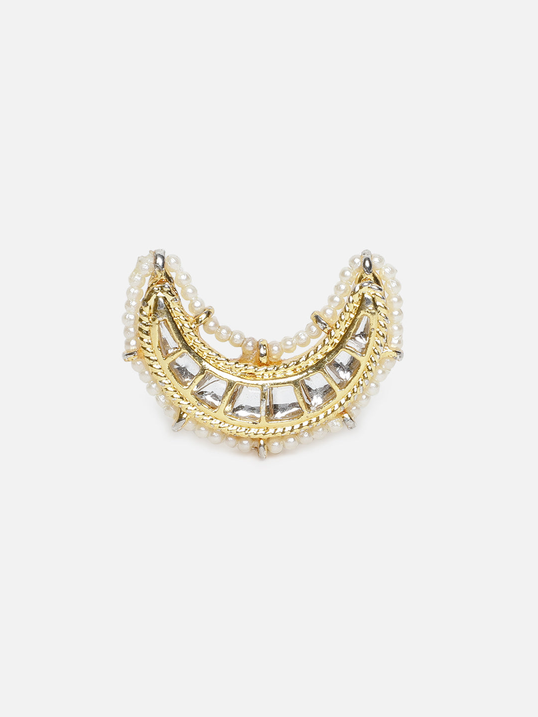 AIVY LUXE designer statement ring for women with gold finish and pearl detailing