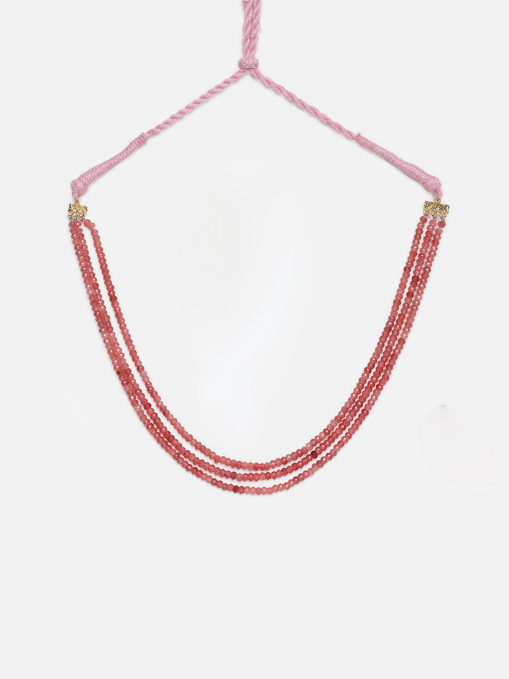 AIVY LUXE elegant multi strand necklace for women in pink tones with three beaded strands and adjustable clasp