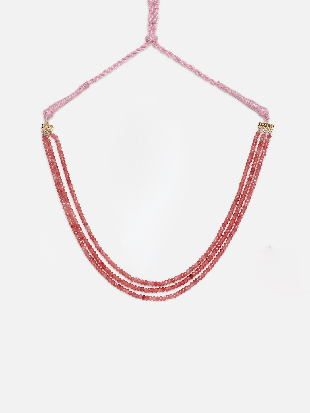 AIVY LUXE elegant multi strand necklace for women in pink tones with three beaded strands and adjustable clasp