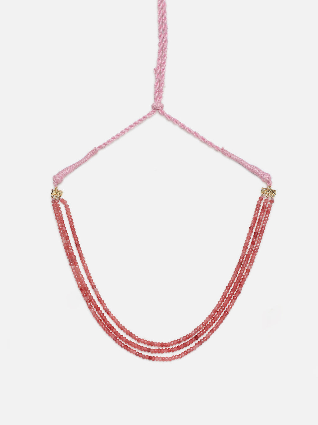 AIVY LUXE elegant multi strand necklace for women with pink beads and braided cord