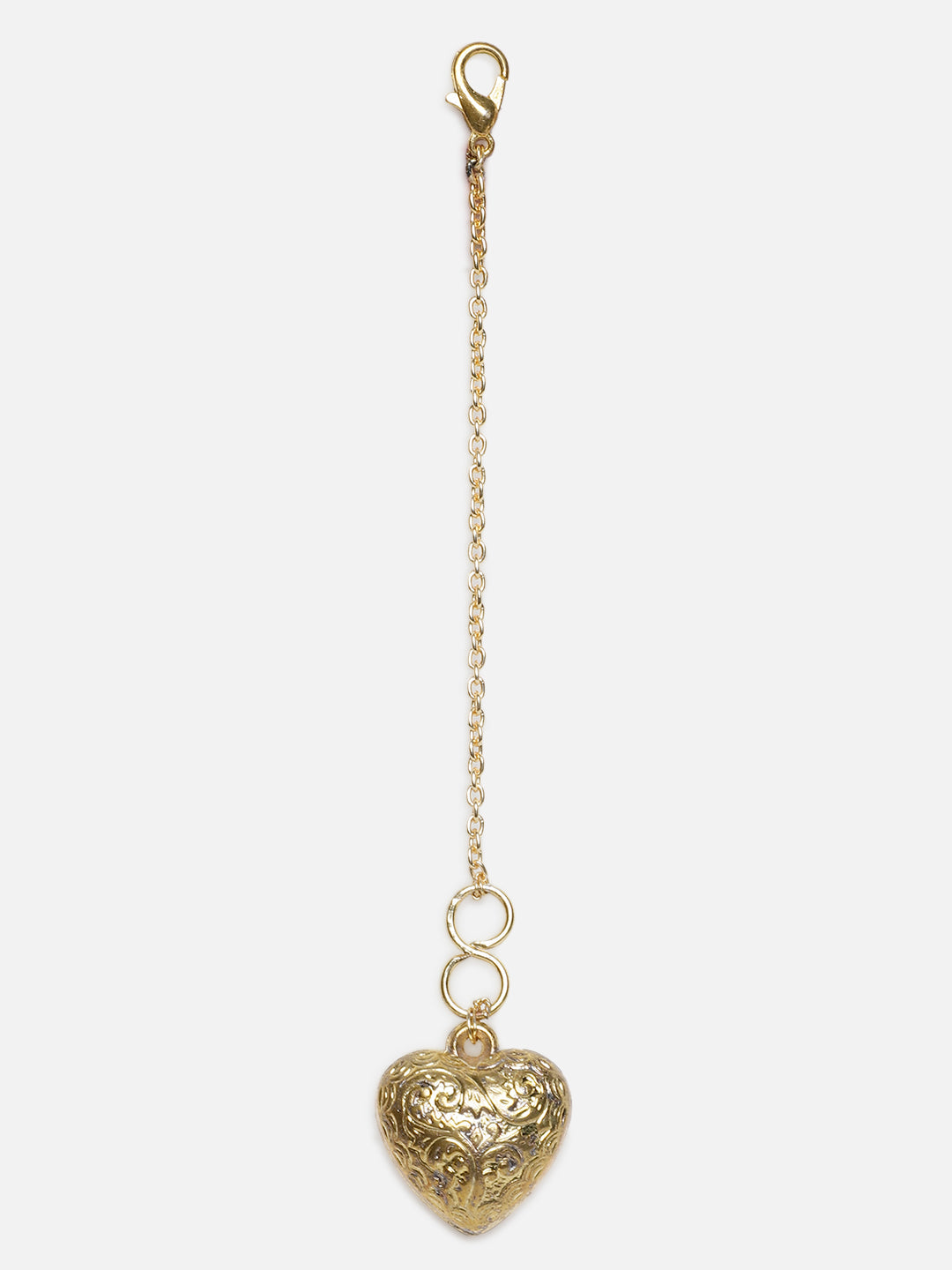 AIVY LUXE gold heart watch charm with intricate design and long chain clasp