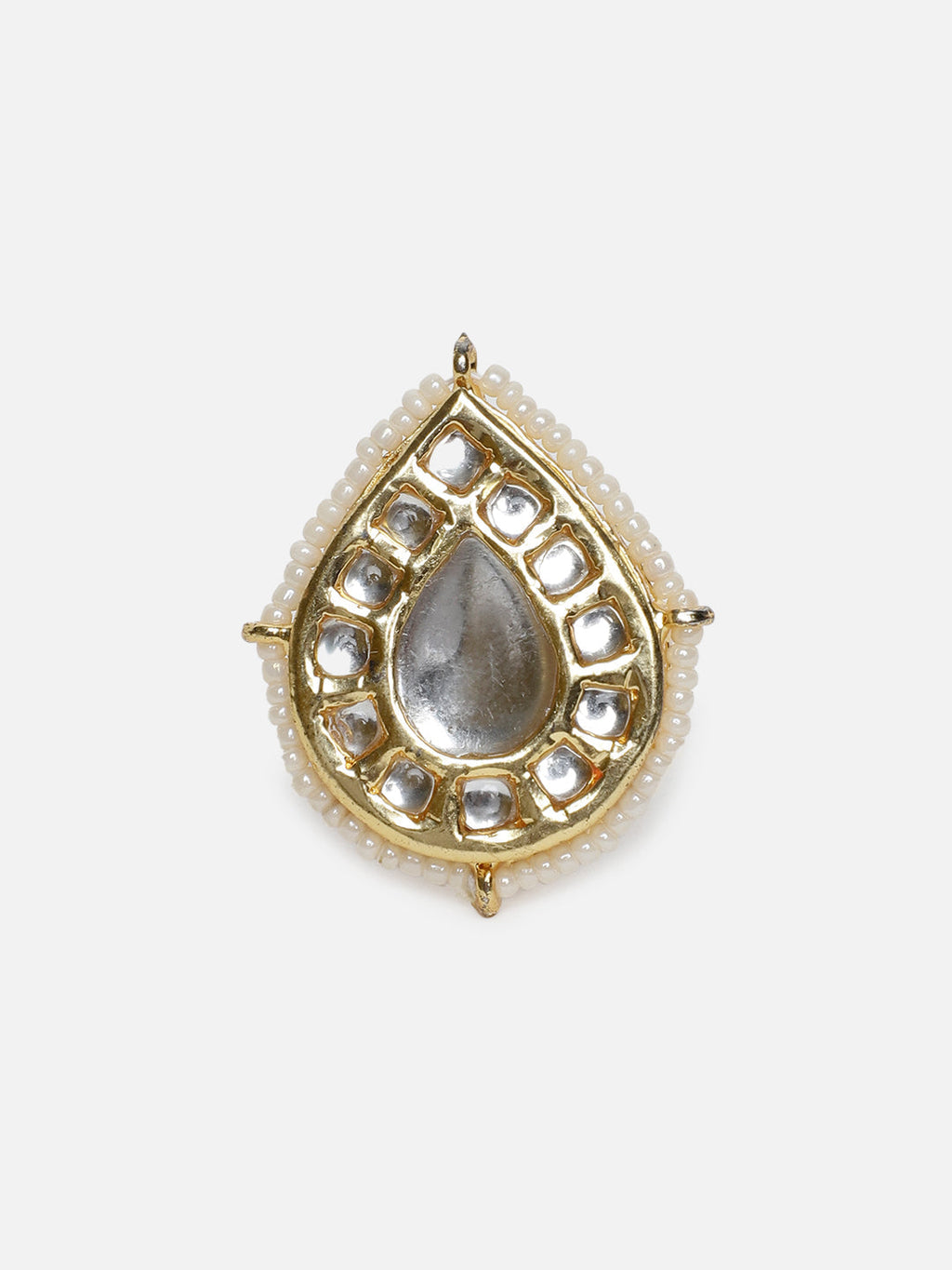 AIVY LUXE handcrafted charm ring featuring teardrop design with gold and pearl accents