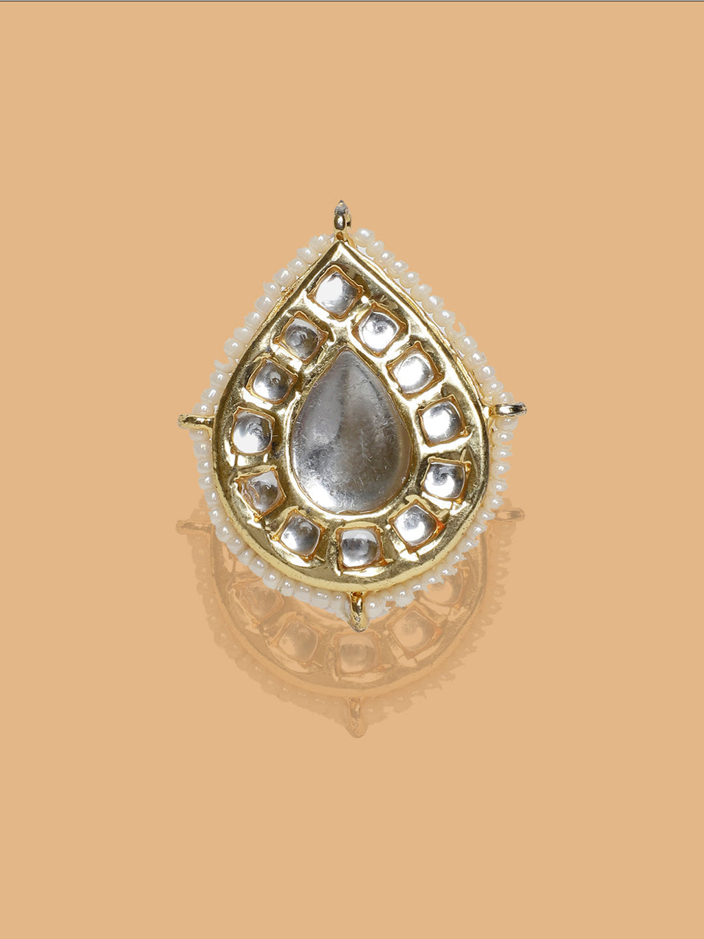 AIVY LUXE handcrafted charm ring with teardrop design and intricate pearl detailing