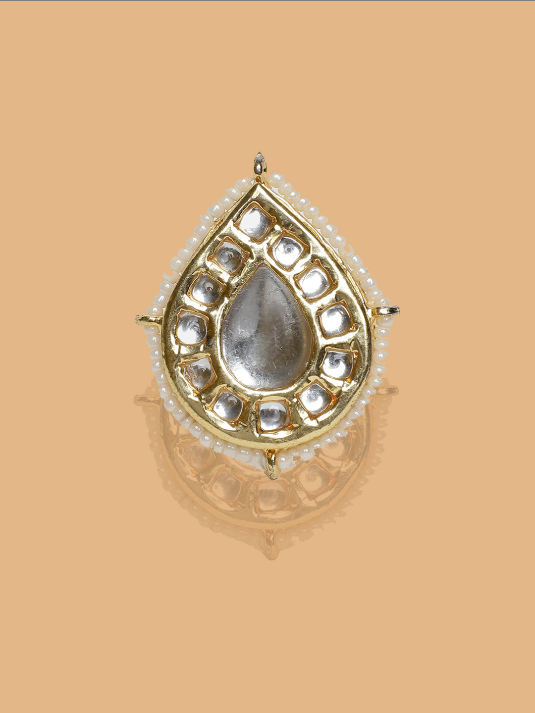 AIVY LUXE handcrafted charm ring with teardrop design and intricate pearl and gemstone detailing