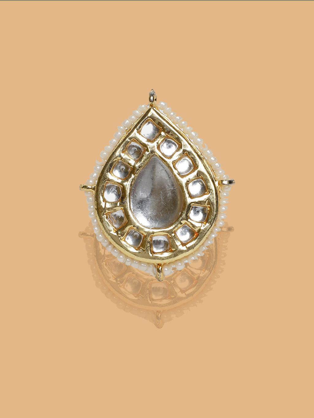 AIVY LUXE handcrafted charm ring with teardrop design and intricate pearl and gemstone detailing