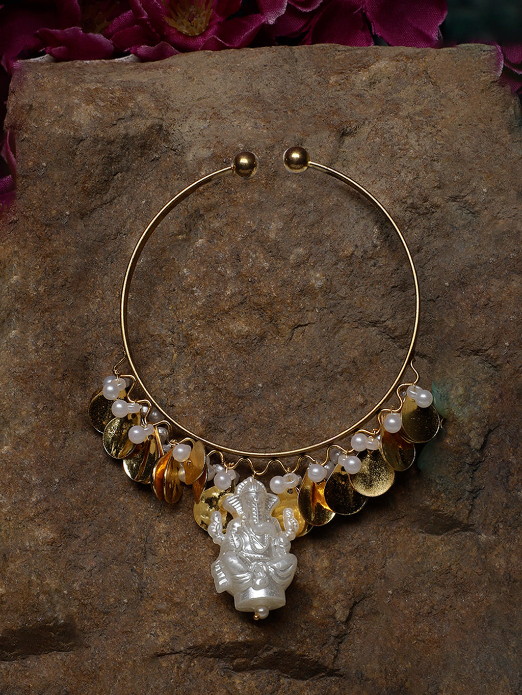 AIVY LUXE handcrafted fusion bracelets featuring a gold hoop with pearl and gold charm accents