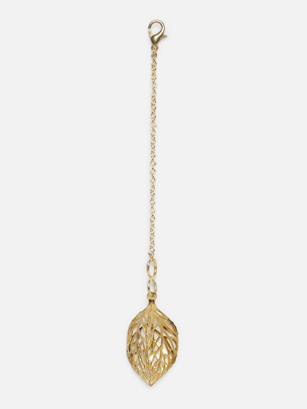 AIVY LUXE handcrafted watch charm for women featuring a delicate gold chain with an intricate leaf pendant