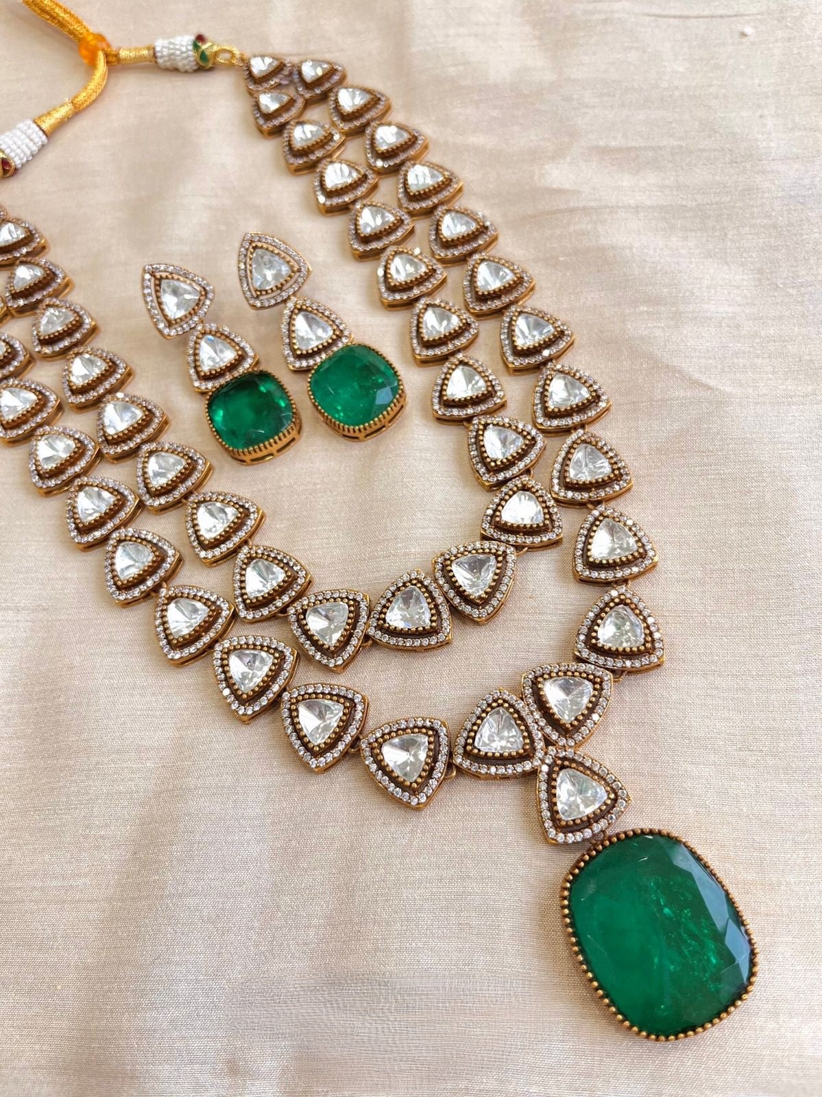 Green Polki Fusion Necklace