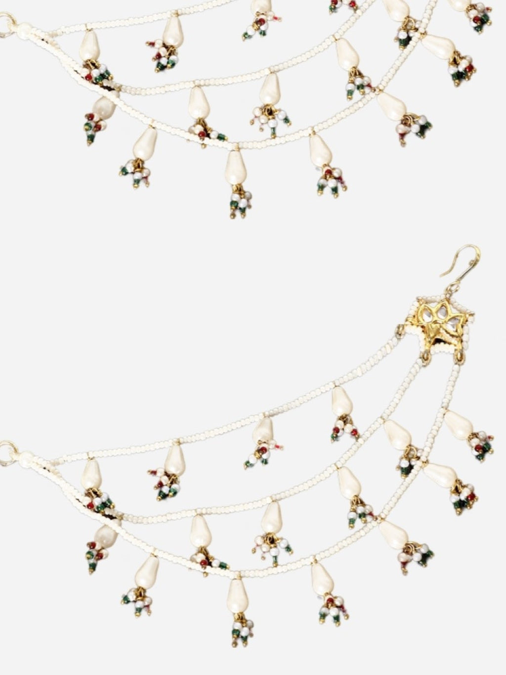 AIVY LUXE Laal-e-Falak statement earrings kanchain with pearl and multicolor bead accents