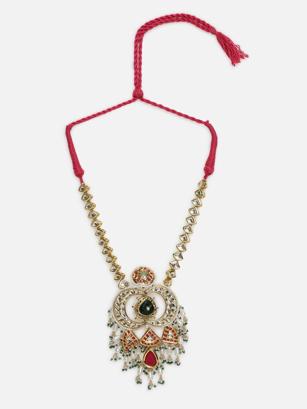 AIVY LUXE luxury ethnic necklace for weddings with intricate gold detailing and red thread tie