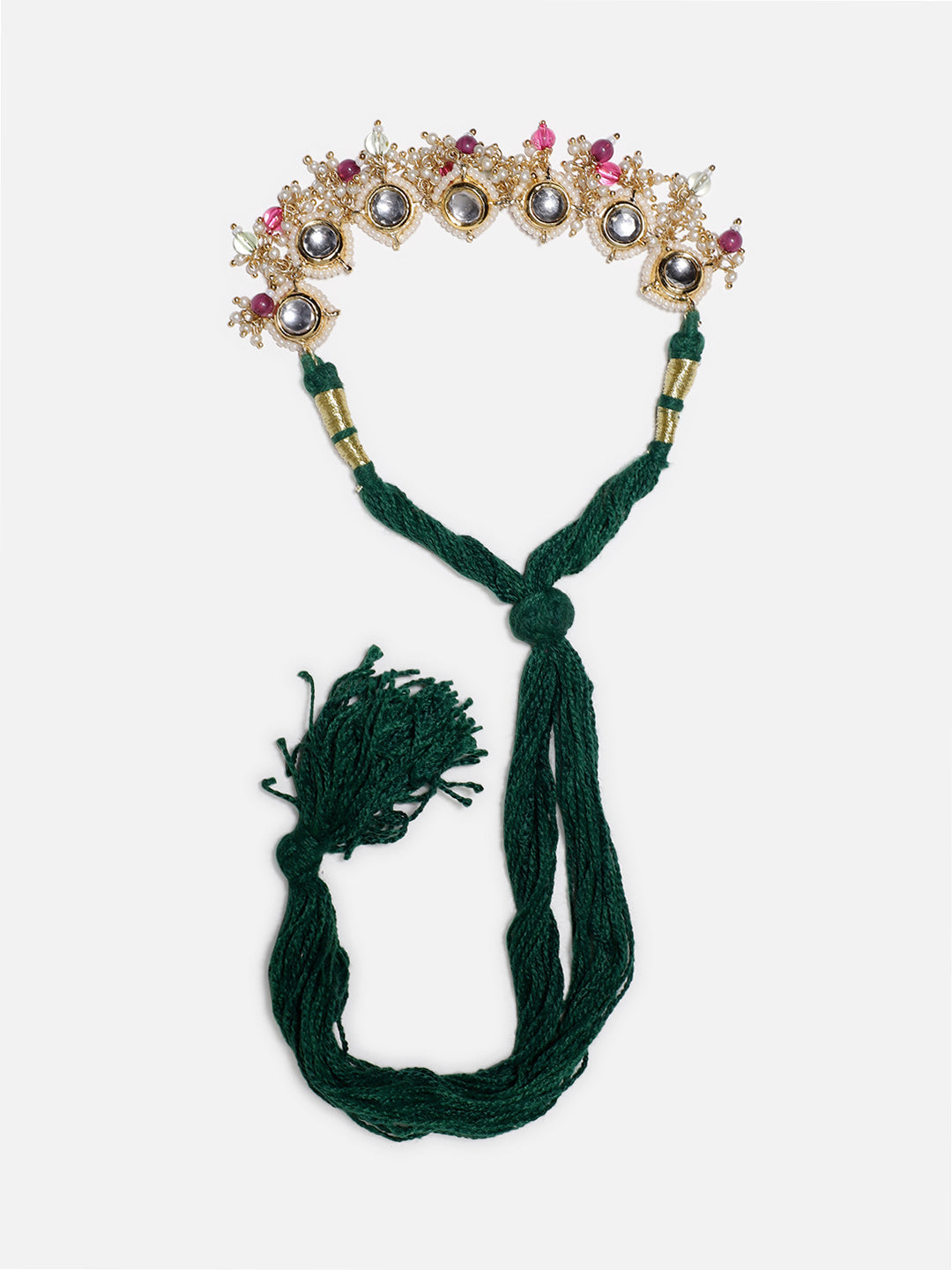 AIVY LUXE premium ethnic arm jewelry bajubandh with green thread and gold-tone decorative elements