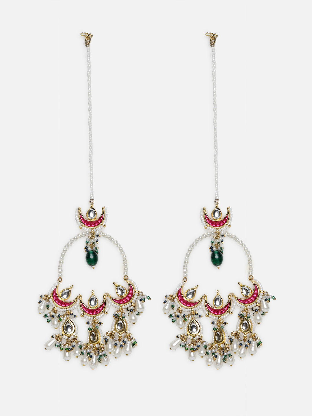 AIVY LUXE Rang-e-Shabnam designer earrings with intricate pearl and green stone detailing