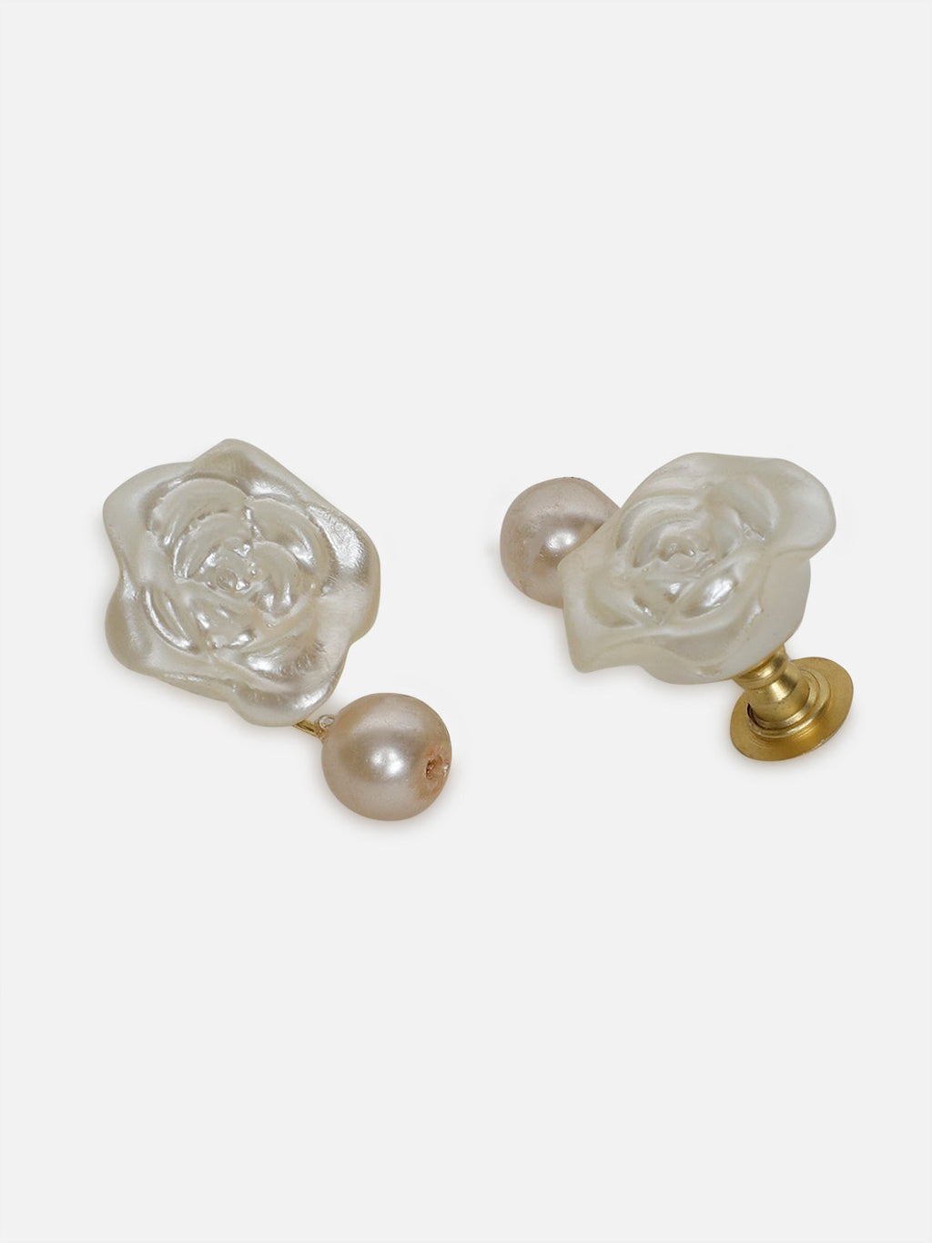 AIVY LUXE Roshni-e-Chandni statement earrings featuring white floral design with pearl drops