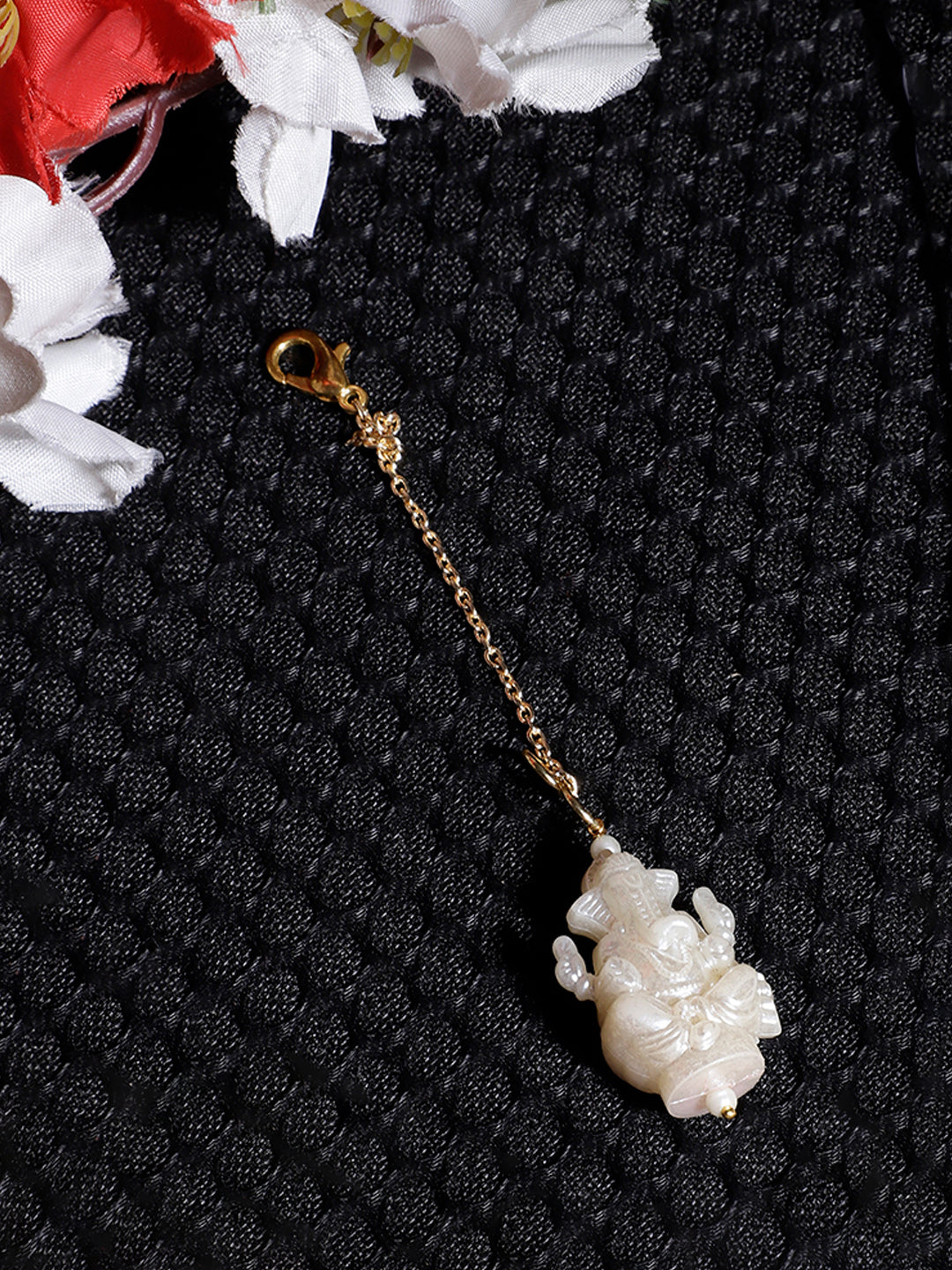 AIVY LUXE Shaandar Zar luxury charm watch charm with elegant white floral design and gold chain