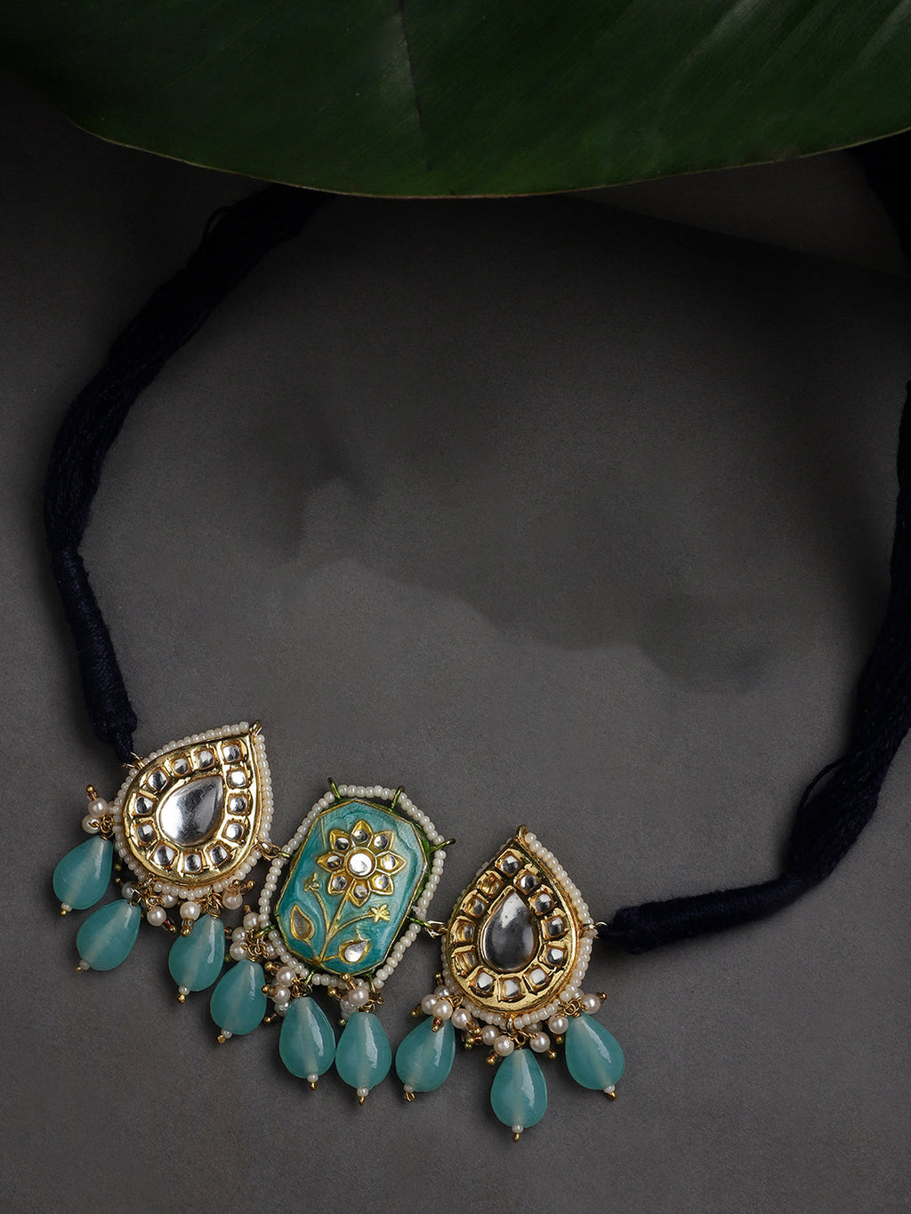 AIVY LUXE necklace featuring turquoise ethnic jewelry for women with gold and pearl accents