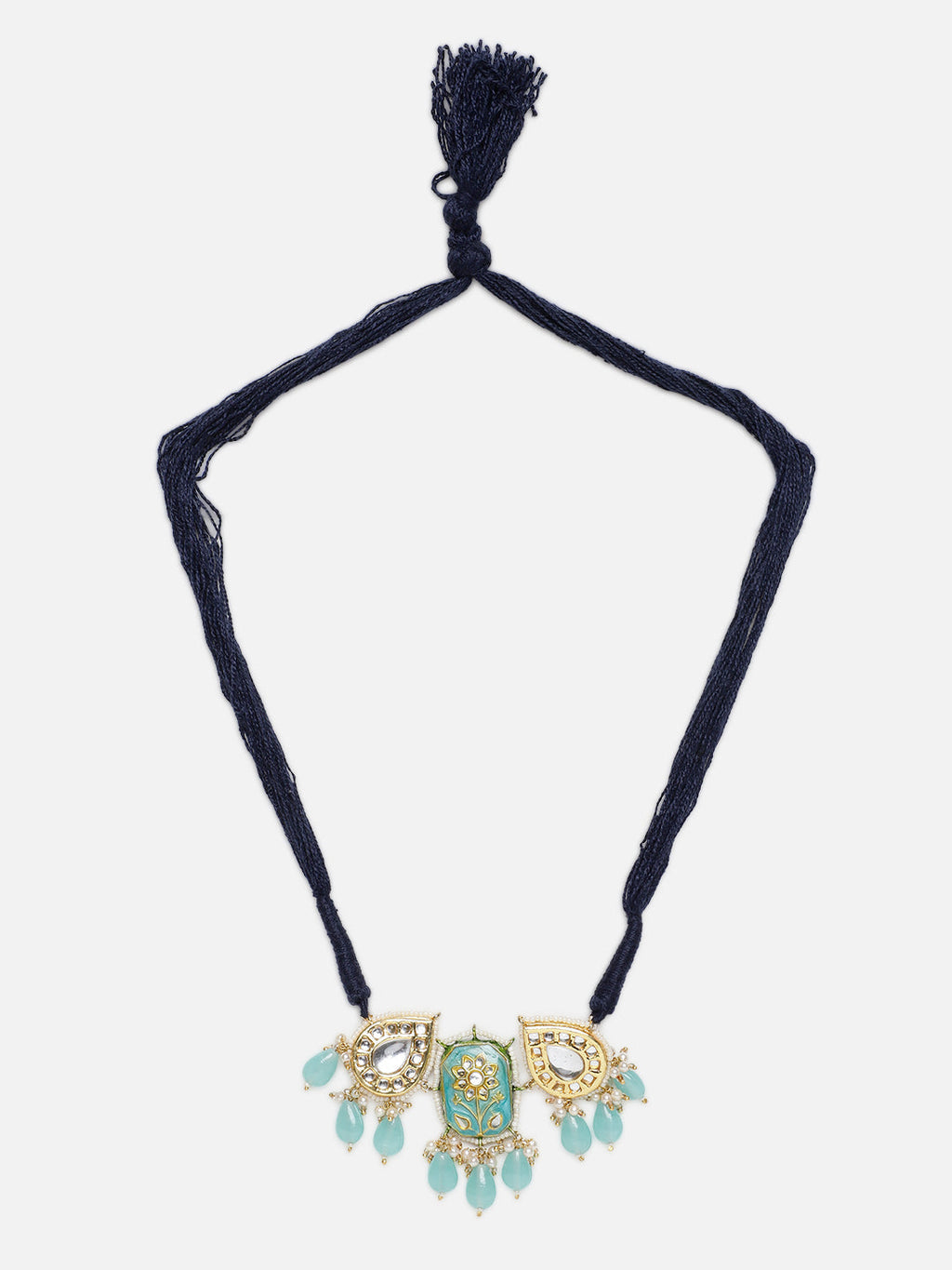 AIVY LUXE turquoise ethnic jewelry for women necklace with blue beads and intricate pendant design