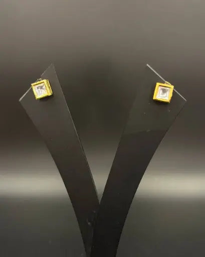 AIVY LUXE unique green drop earrings for women with square green stones and gold trim