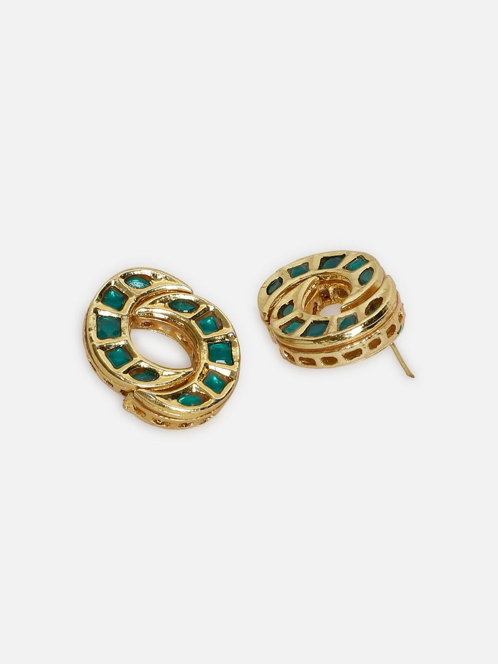 AIVY LUXE gold and green unique shamrock statement earrings with intricate design