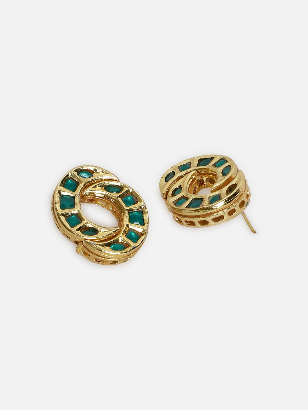 AIVY LUXE gold and green unique shamrock statement earrings with intricate design